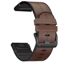 Шкіряний ремінець Deexe Leather Strap для годинників Garmin з кріпленням QuickFit 26mm - Coffee: фото 1 з 4