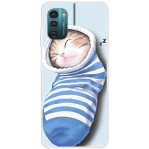 Силиконовый (TPU) чехол Deexe Life Style для Nokia G21 / G11 - Sock Cat: фото 1 из 3