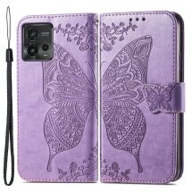 Чехол UniCase Butterfly Pattern для Motorola Moto G72 - Light Purple: фото 1 из 8