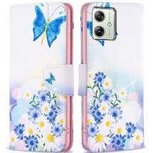 Чохол-книжка Deexe Color Wallet для Motorola Moto G54 / G54 Power - Butterfly and Flowers: фото 1 з 7