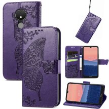 Чехол UniCase Butterfly Pattern для Nokia C21 - Dark Purple: фото 1 из 5