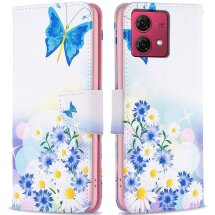Чохол-книжка Deexe Color Wallet для Motorola Moto G84 - Butterfly and Flowers: фото 1 з 7