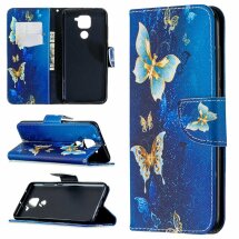 Чехол-книжка Deexe Color Wallet для Xiaomi Redmi Note 9 / Redmi 10X - Blue and Gold Butterfly: фото 1 из 9