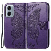 Чехол UniCase Butterfly Pattern для Motorola Moto G24 Power - Dark Purple: фото 1 из 8