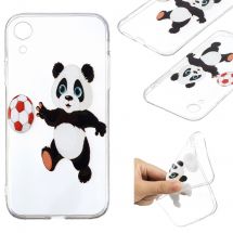 Силиконовый (TPU) чехол Deexe Pretty Glossy для Apple iPhone XR - Panda Playing Football: фото 1 из 9