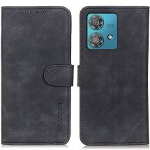 Чохол-книжка KHAZNEH Retro Wallet для Motorola Edge 40 Neo - Black: фото 1 з 8