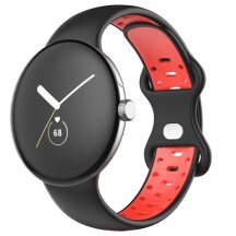 Ремешок Deexe Dual Color для Google Pixel Watch / Watch 2 - Black / Red: фото 1 из 5