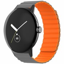 Ремешок Deexe Magnetic Band для Google Pixel Watch / Watch 2 - Grey / Orange: фото 1 из 3