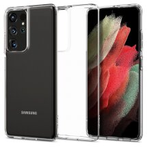 Защитный чехол Spigen (SGP) Crystal Flex для Samsung Galaxy S21 Ultra (G998) - Crystal Clear: фото 1 из 10