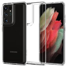 Защитный чехол Spigen (SGP) Crystal Hybrid для Samsung Galaxy S21 Ultra (G998) - Crystal Clear: фото 1 из 8