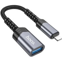 Переходник Hoco UA24 Lightning to USB 2.0 - Metal Gray: фото 1 из 8