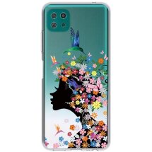 Силиконовый (TPU) чехол Deexe Pretty Glossy для Samsung Galaxy A22 5G (A226) - Flower and Girl: фото 1 из 4