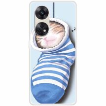 Силіконовий (TPU) чохол Deexe Life Style для OPPO Reno 8T - Socks and Cat: фото 1 з 3