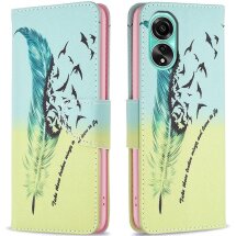 Чохол-книжка Deexe Color Wallet для OPPO A78 - Feather and Birds: фото 1 з 8