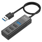 USB HUB Hoco HB25 Easy 4 in 1 (USB to USB3.0+3USB2.0) - Black: фото 1 из 6