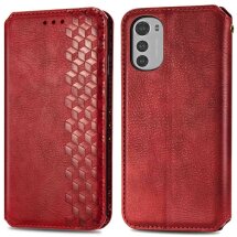 Чехол Deexe Rhombus Wallet для Motorola Moto G22 / E32 / E32s - Red: фото 1 из 8