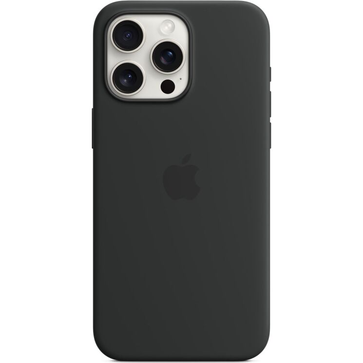 Оригинальный чехол Silicone Case with MagSafe для Apple iPhone 15 Pro Max (MT1M3) - Black: фото 3 из 4